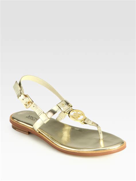 michael kors sandalen braun gold|MICHAEL Michael Kors Gold Sandals + FREE SHIPPING.